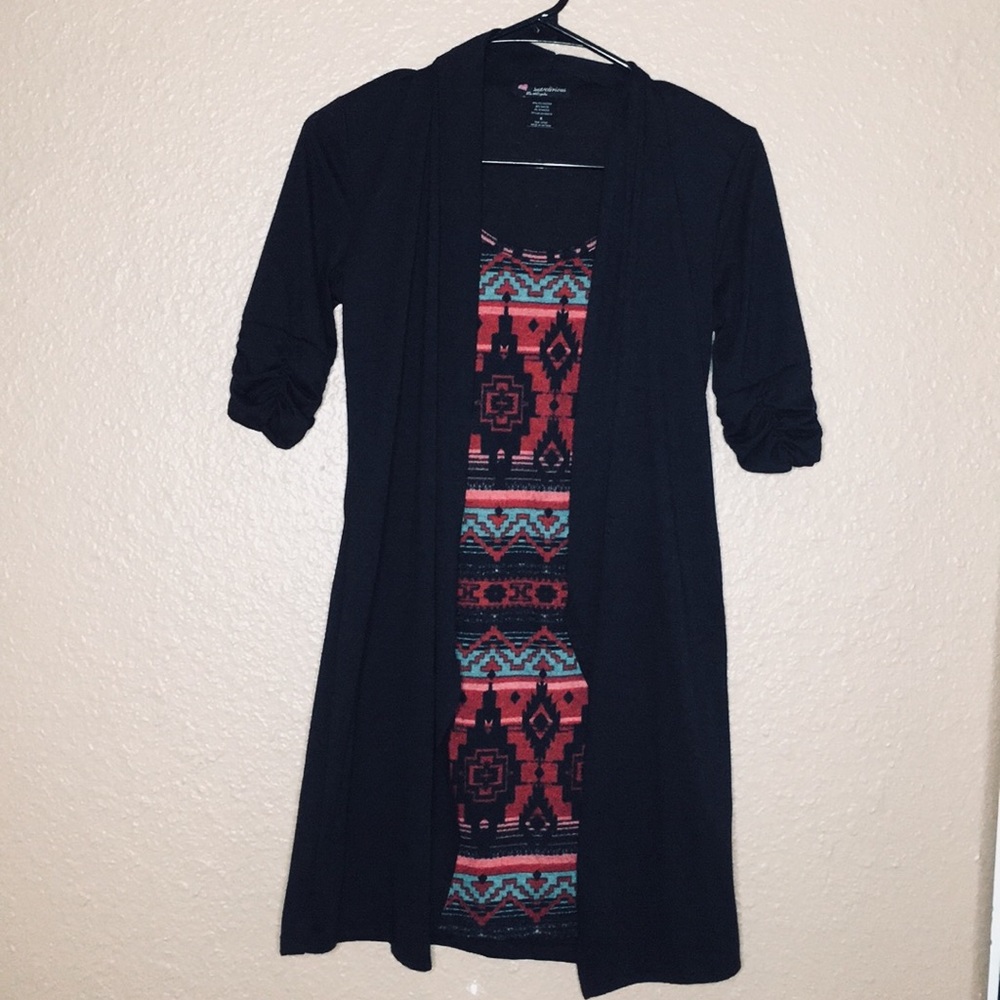 2 in 1 Indian print dress with cardigan